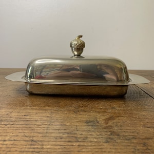 Silver metal butter dish