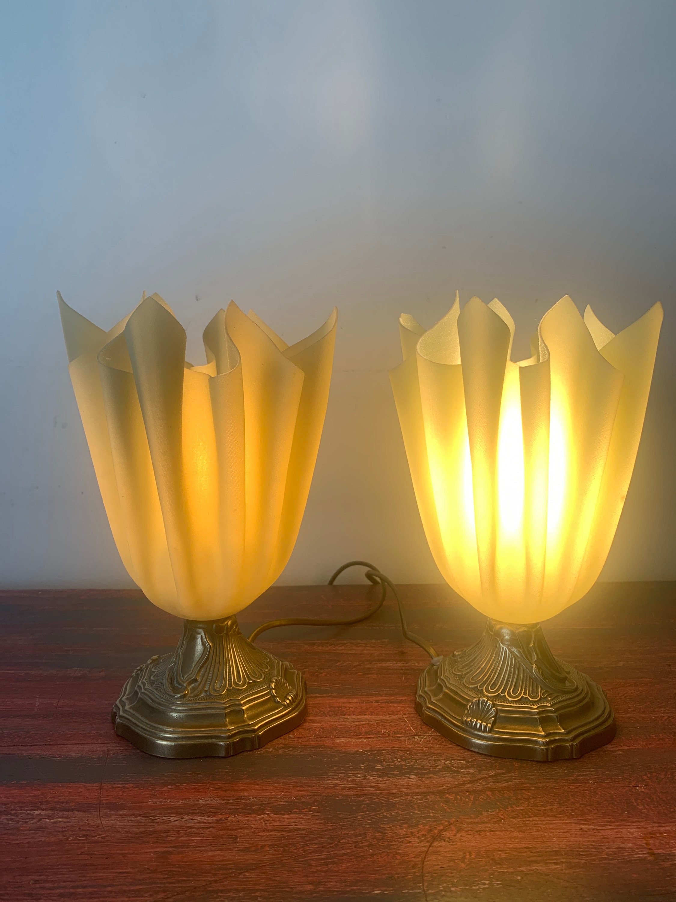 Paire De Lampe Drapée