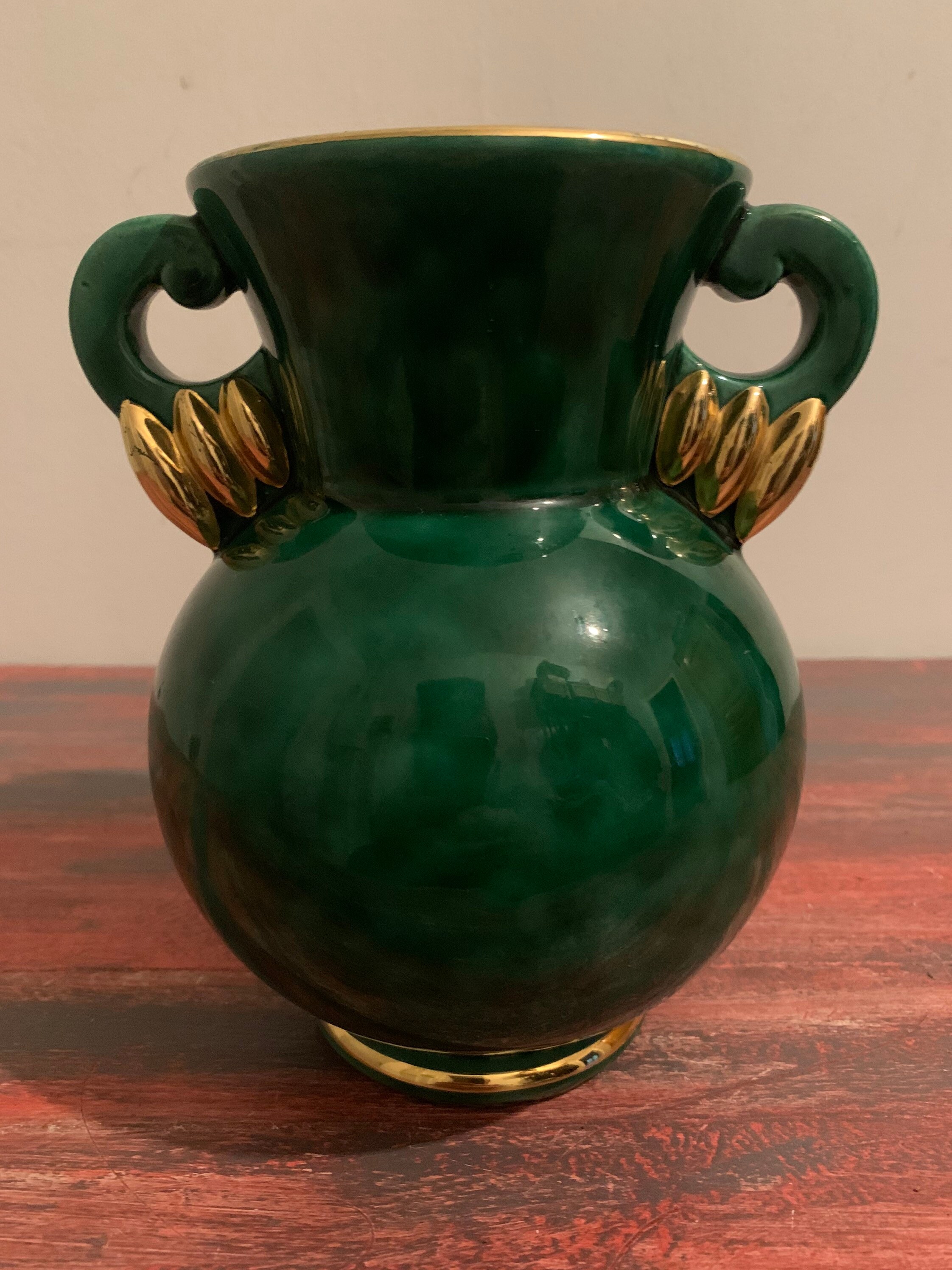 Vase Vert Faïence Saint Clément Signé et Numérotée