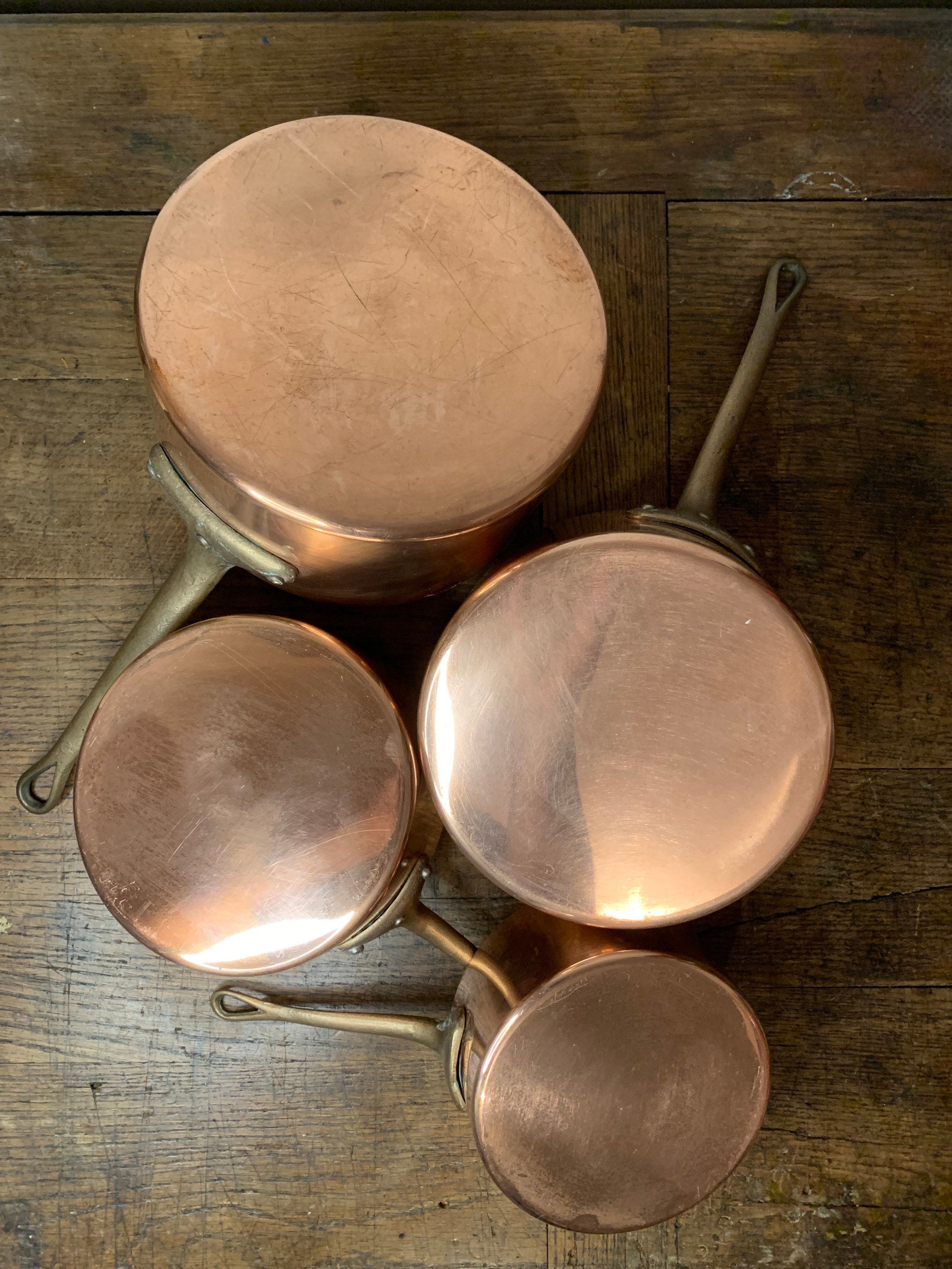 Batterie de 4 Casseroles en Cuivre , Fabrication Française