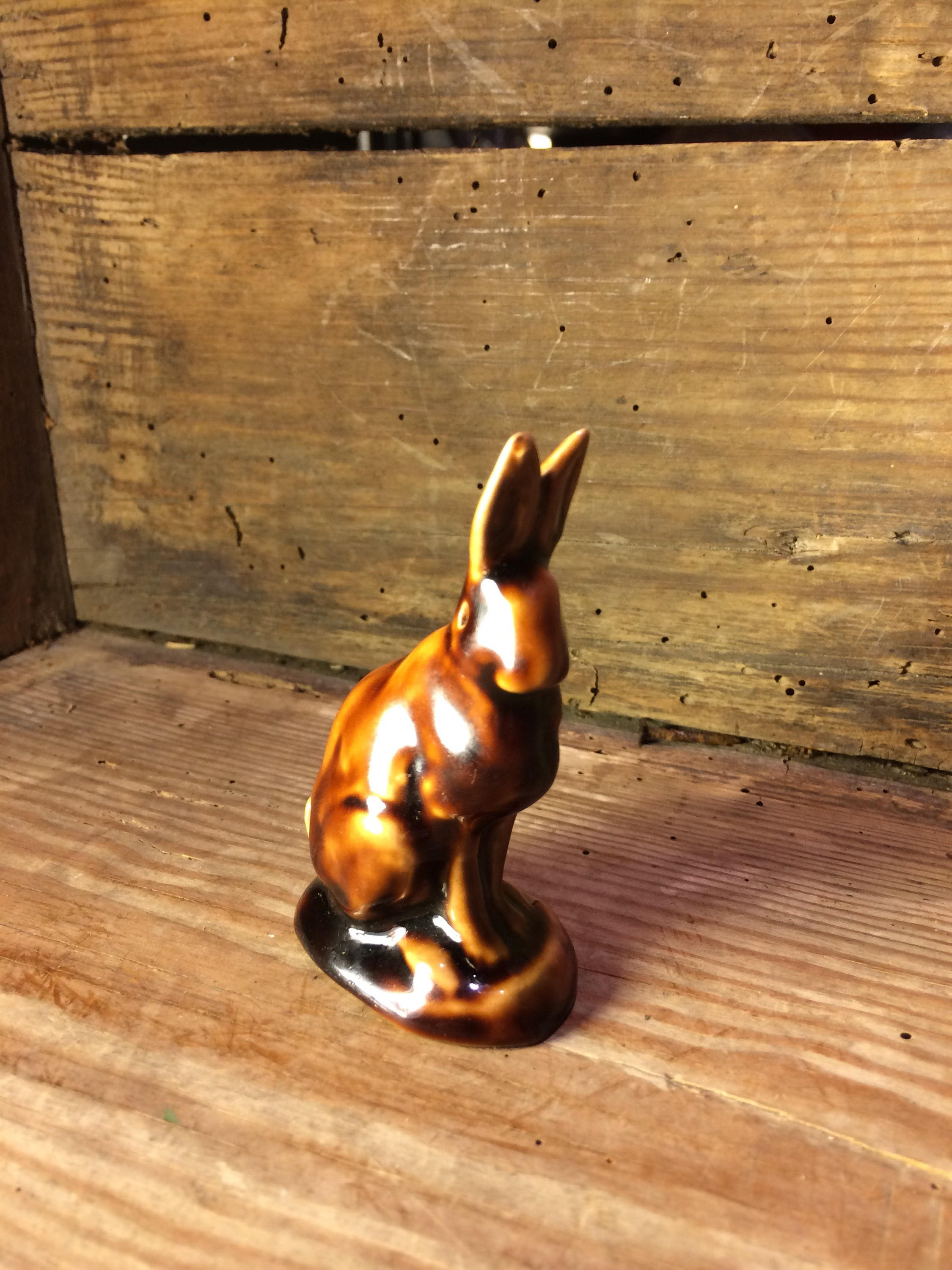 Lievre Saliere en Faience Marron, Lievre Salt Shaker Brown Faience