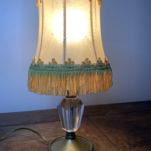 Antique bronze and crystal lamp