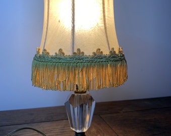 Antique bronze and crystal lamp