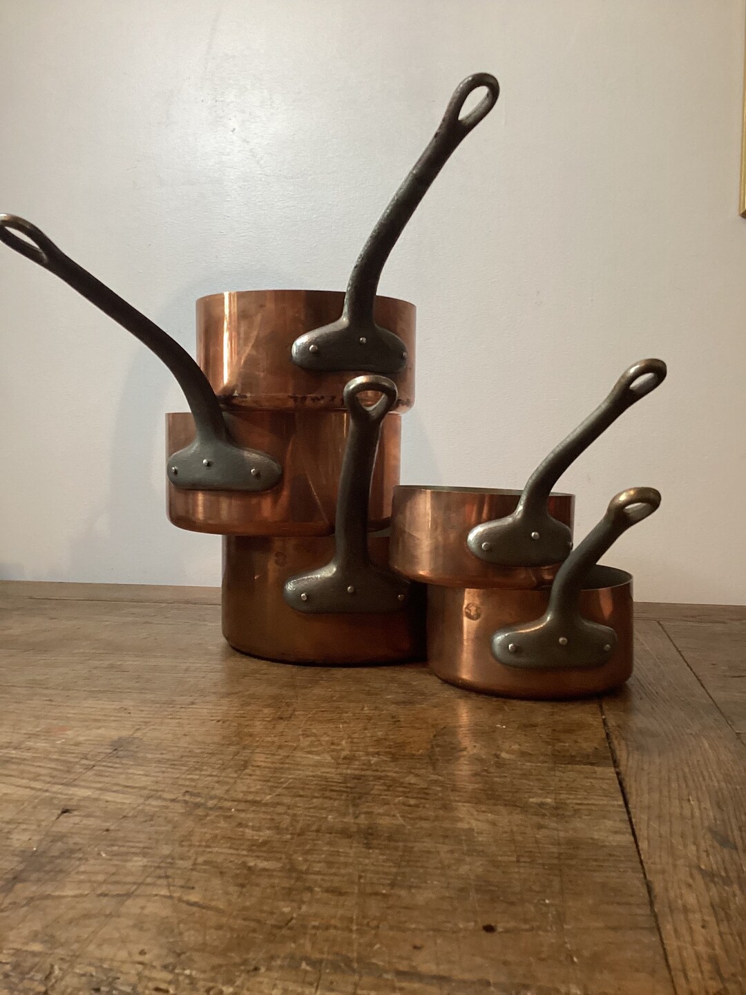 Batterie de 5 casseroles en cuivre fabrication Française Etsy France