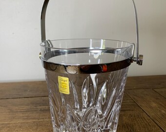Balde de gelo de cristal Bayel France, Royal Champagne Crystal Works, estilo Art Déco vintage, decoração de bar de luxo, presente de casamento, década de 1950