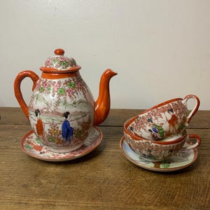 old porcelain tea set