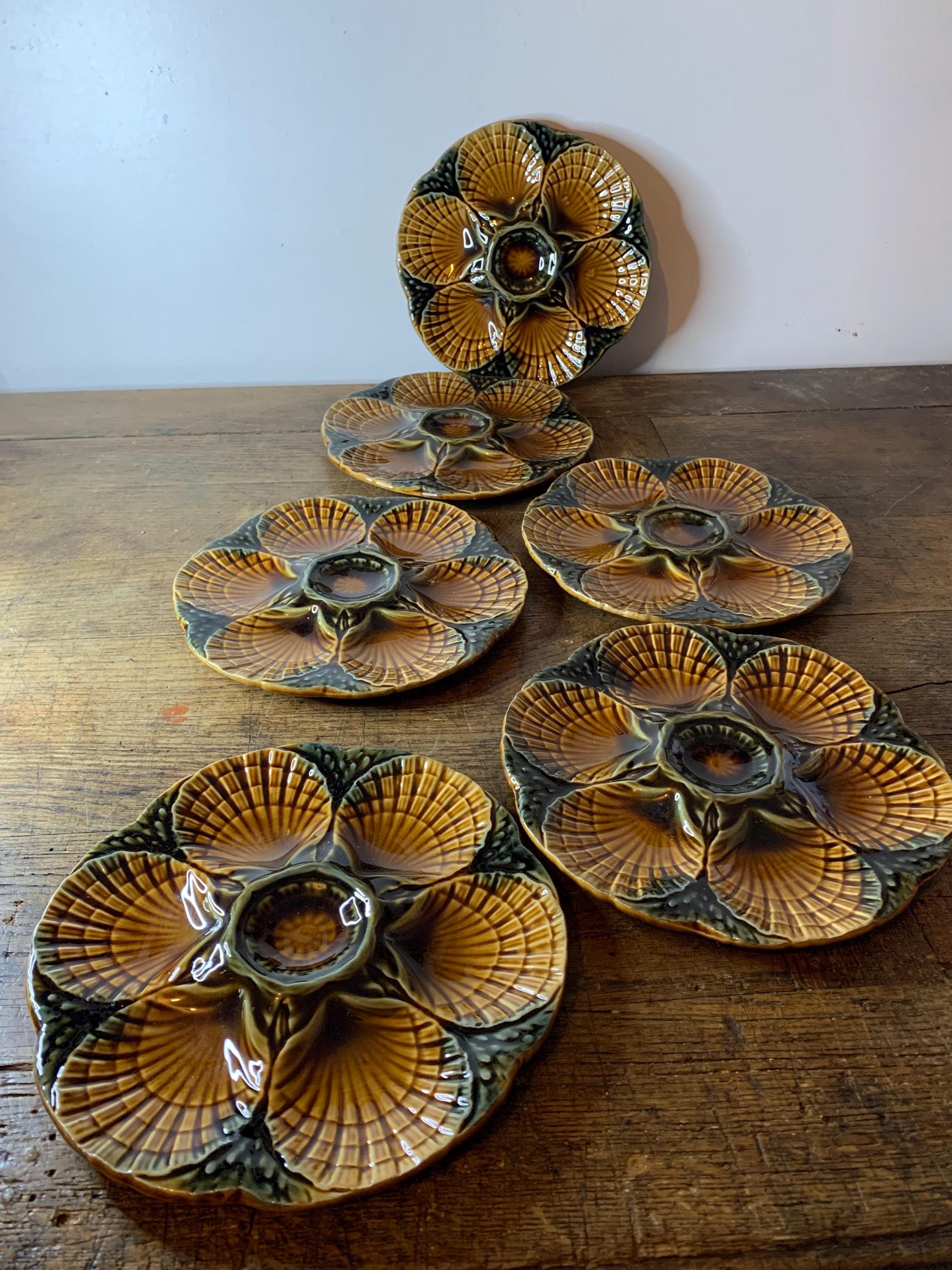 Assiette Vintage Décorative - Motif écrevisse Et Coquillage - Céramique