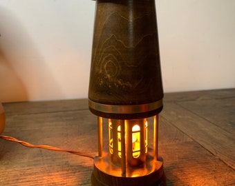 Vintage wooden marine lamp