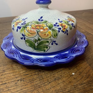 Round earthenware butter dish