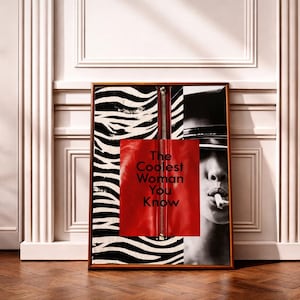 Zebra Wall Art Print, Fashion Poster, Cool Woman Quote Print, Black White Red Art, Modern Editorial Wall Decor, Trendy Aesthetic Poster