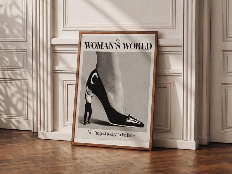 Fashion Editorial Wall Art | Vintage Magazine Poster | Statement Feminine Print | Vogue Style Decor | Black and White Wall Art image 2