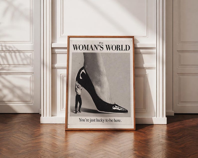 Fashion Editorial Wall Art | Vintage Magazine Poster | Statement Feminine Print | Vogue Style Decor | Black and White Wall Art image 1