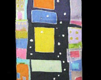 Downtown Hand Painted Silk Scarf