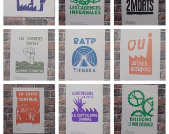 propaganda posters 60s Vintage Full set of 48 double sided Atelier Populaire Poster Prints