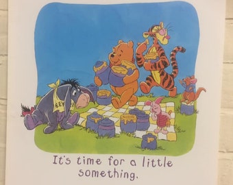 Vintage Winnie the pooh and friends poster  20in x 16in &quot;Its time for a little something&quot;