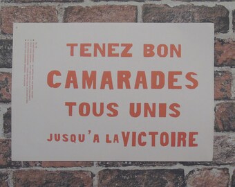 propaganda posters 60s Vintage Atelier Populaire Poster Print: tenez bon comarades tous unis jusqu'a la victoire