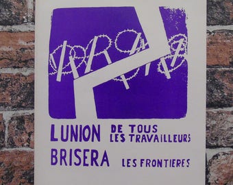 propaganda posters 60s Vintage Atelier Populaire Poster Print: lunion de tous les travailleurs brisera les frontieres