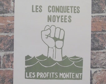 propaganda posters 60s Vintage Atelier Populaire Poster Print: les conquetes noyees