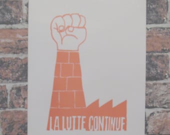 propaganda posters 60s Vintage Atelier Populaire Poster Print: La Lutte Continue