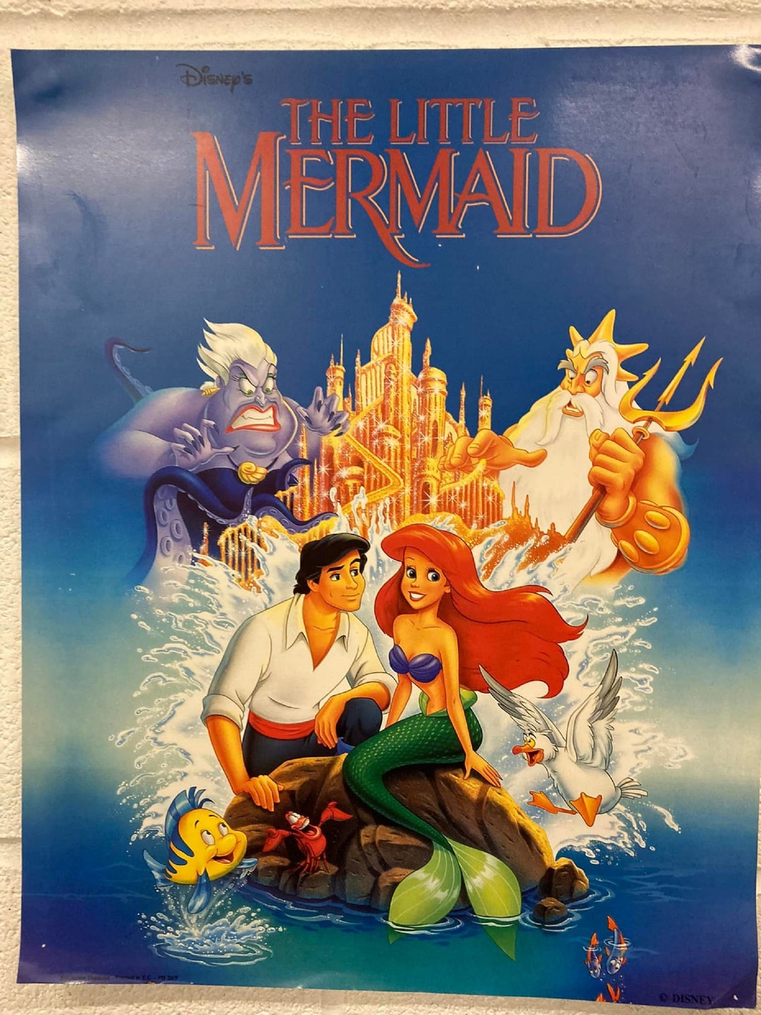 Disney Channel Little Mermaid Movie Poster Late 80s early 90s Glwec in