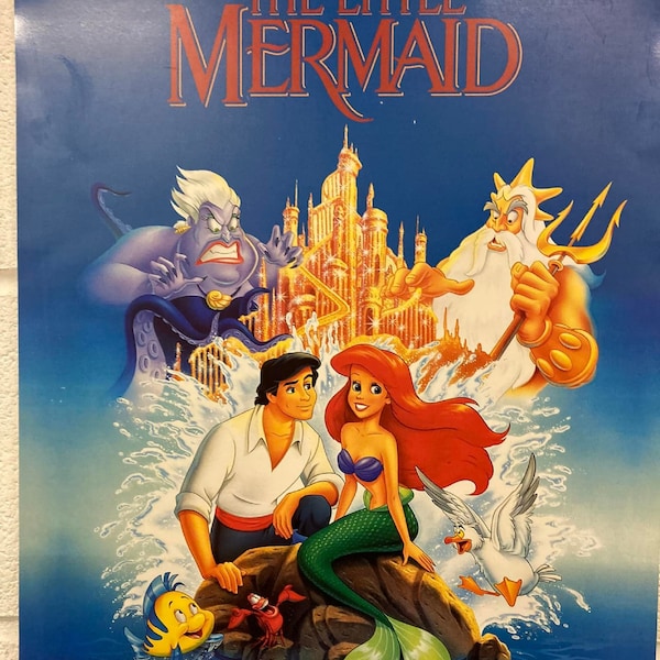 Póster de la sirenita de Disney 20 x 16 n 1990s