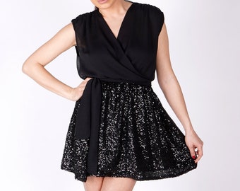 Attractive sequin dress/Nightwear dress/Above the knee dress/Chiffon Dress/Fashion dress/Trendy dress/Minimalistic Dress/Little black dress