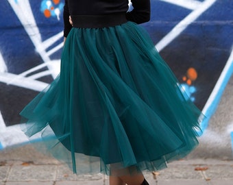 Tulle Skirt /Tutu Skirt /Princess Skirt /Party Skirt/Wedding Skirt/Women Tulle Skirt/Bridesmaid Skirt/High Waist Skirt/Green skirt