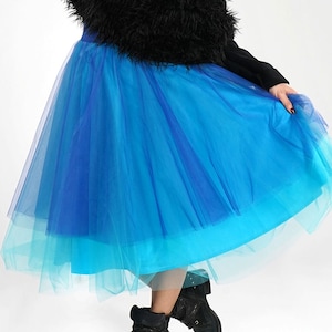 Tulle rok /Tutu rok /Princess rok /Party rok /Wedding rok/Women Tulle rok/bruidsmeisje rok/hoge taille rok/blauw tulle rok