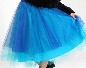 Tulle Skirt /Tutu Skirt /Princess Skirt /Party Skirt /Wedding Skirt /Women Tulle Skirt/Bridesmaid Skirt/High Waisted Skirt/Blue tulle skirt