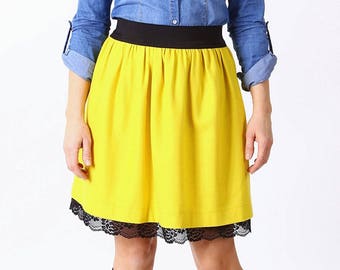 Yellow Bright colored wool skirt/Pencil skirt/Pin up skirt/Office skirt/High waisted/Vintage skirt/Classic skirt/Chic fashion skirt 109