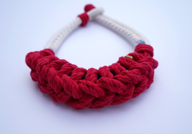 Macram\u00e9 necklaceKnot jewelryrope necklaceknot necklacehandmade jewelrymulticolor necklacestatement jewelrywomens giftcotton rope bib