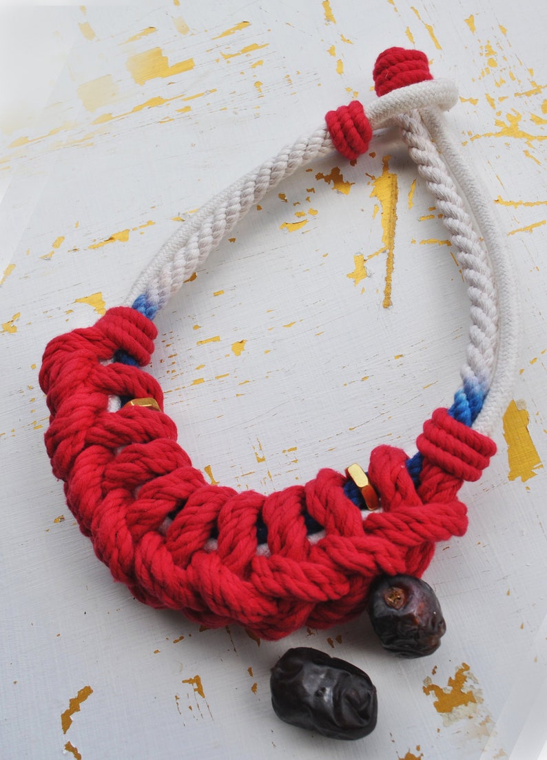 Macram\u00e9 necklaceKnot jewelryrope necklaceknot necklacehandmade jewelrymulticolor necklacestatement jewelrywomens giftcotton rope bib