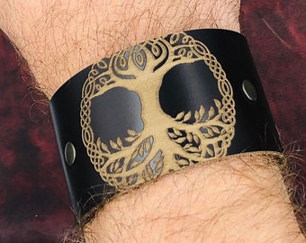 Pulsera de cuero de alta calidad, brazalete positivo de cuero italiano, pulsera vikinga, pulsera de cuero para hombre, pulsera de cuero