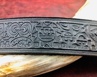 Maori Leather bracelet black Leather Bracelet maori symbol Bracelet Men's Leather Wristband black leather maori maori jewerly maori  leather