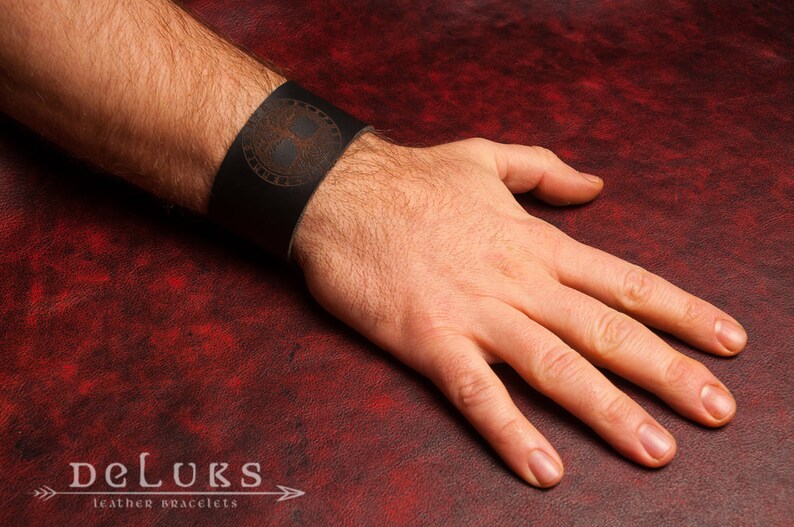 Leather bracelet Tree of Life Leather Bracelet high quality italian leather positive cuff unisex Leather Wristband Leather Bracelet