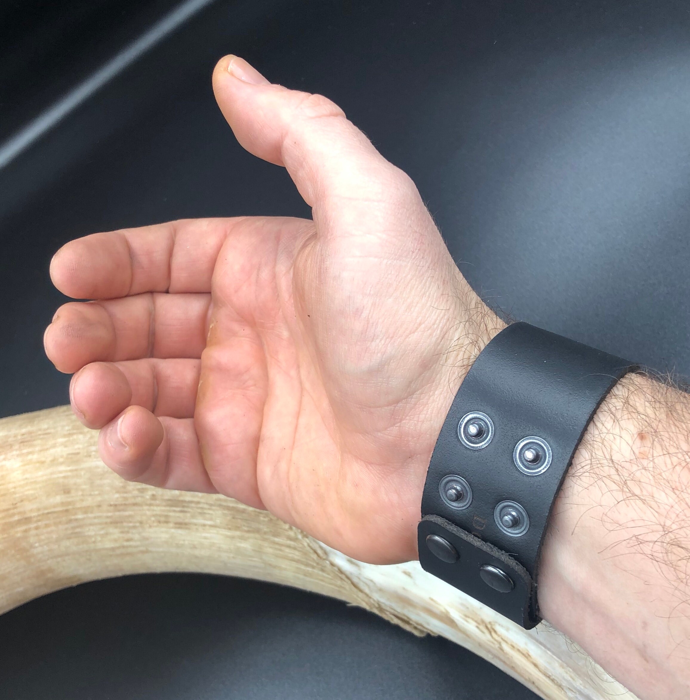 Black Leather Handcuff Bracelet Minimalist Bracelet Etsy UK