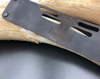 Mjollnir Leather Bracelet : Thor's Hammer Viking Cuff