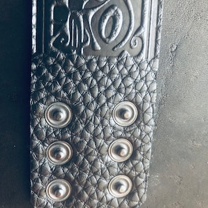 Leather Bracelet with Maori Design | Handmade Adjustable Wristband | Tribal Inspired Jewelry for Archers | Unisex Gift