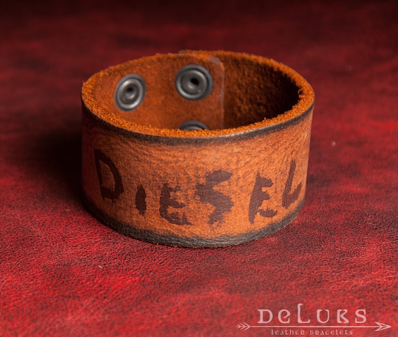 Men's Black leather bracelet | DX1391 Diesel