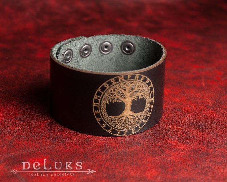 Leather bracelet Tree of Life Leather Bracelet high quality italian leather positive cuff unisex Leather Wristband Leather Bracelet