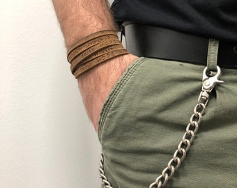 2 PIECES Brown Leather Multiwrap Bracelet : Inspirational Word Cuff , PRAYER BRACELETS