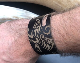 Eagle Leather Bracelet , Viking Bracelet, Men's Leather Wristband, Norse Bracelets  Nordic Leather Cuff Bracelet braccialetto di pelle