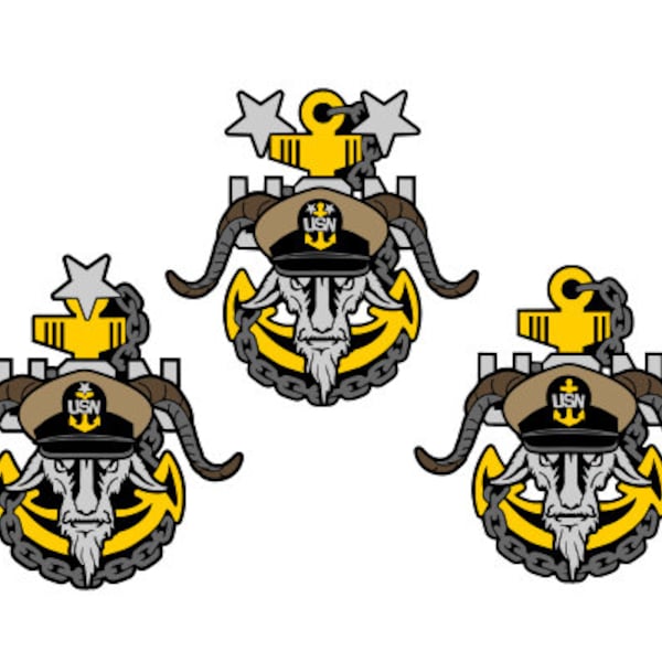 All Three High Quality Navy Chief, Senior and Master Chief with Goat head anchor color svg vector and PNG files