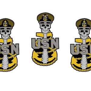 All 3 Navy Chief, Senior, Master Chief Skull and Backbone anchor svg vector digital files