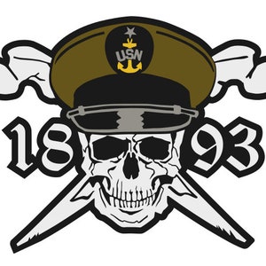 Branco e colorido Chefe Sênior da Marinha Crânio e Ossos Cruzados Ossos Cruzados 1893 PNG, svg arquivo digital vetorial