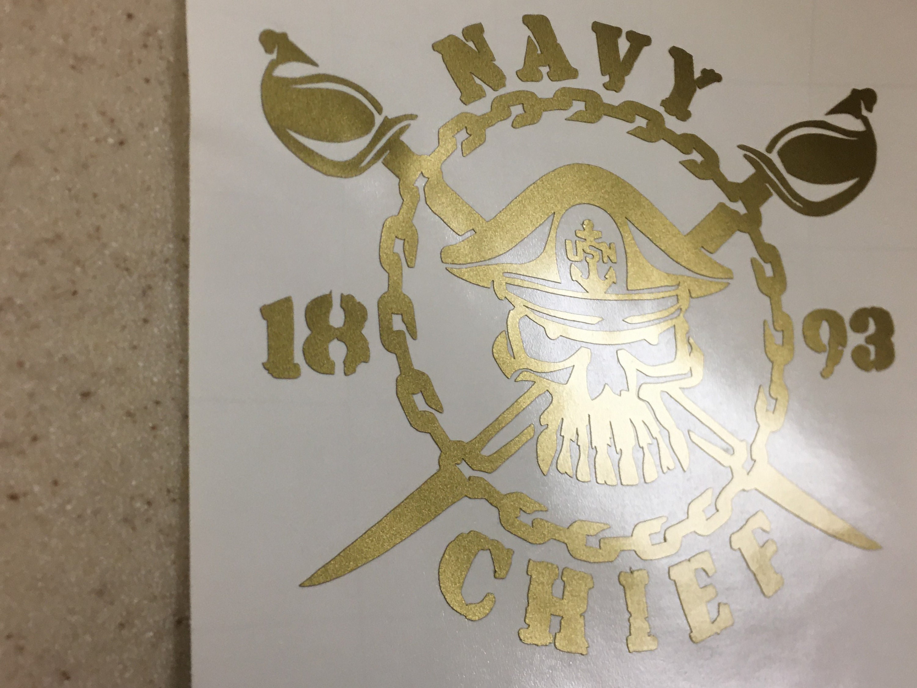 Gold Navy Chief goat Crossbones swords skull Car Window Vinyl Etsy