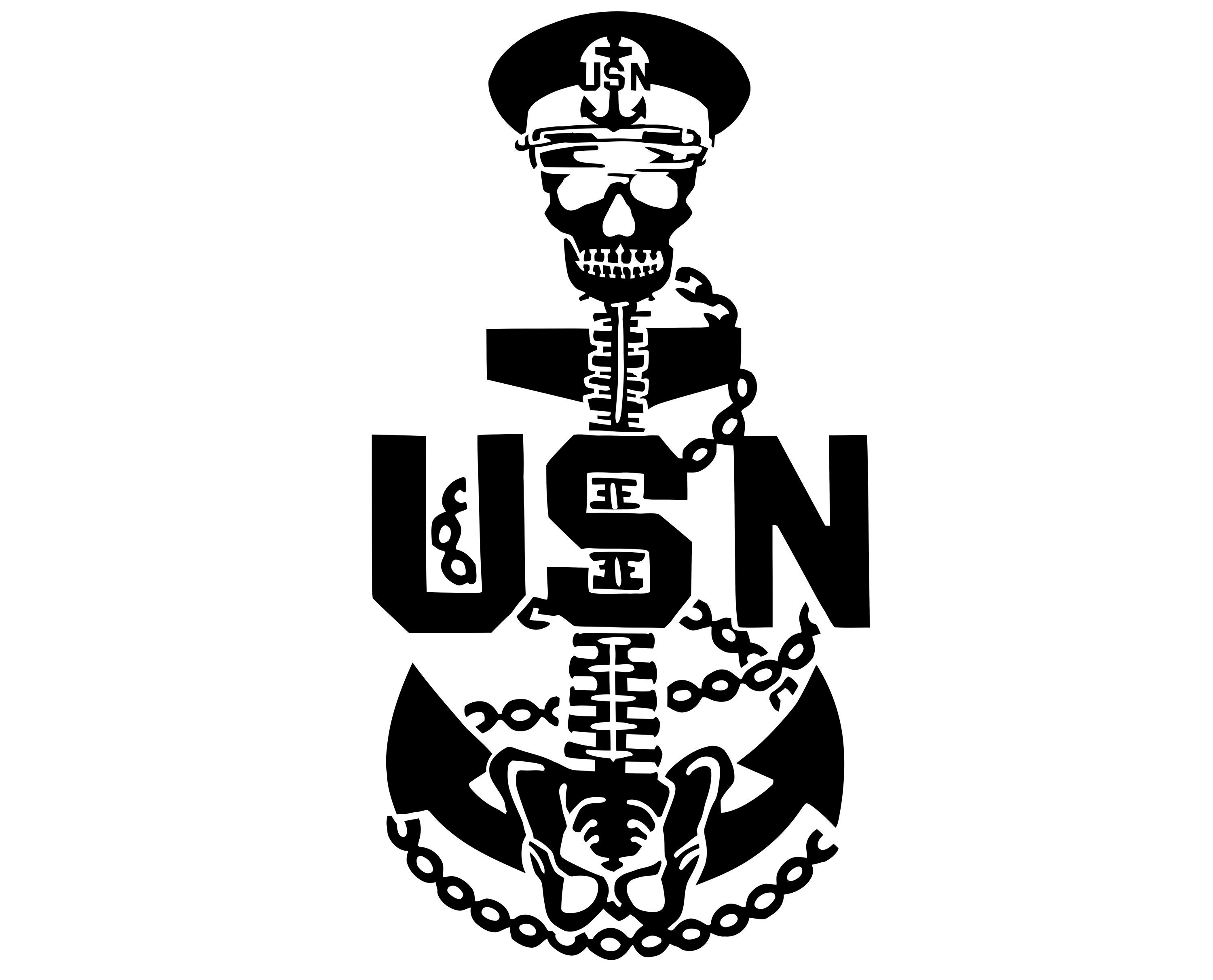 Navy Chief Skull Backbone Anchor Vinyl Decal sticker for car | Etsy