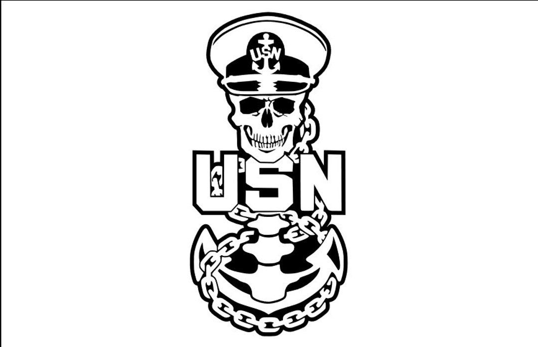 Navy Chief Skull and Backbone Anchor Svg Vector and PNG Files - Etsy