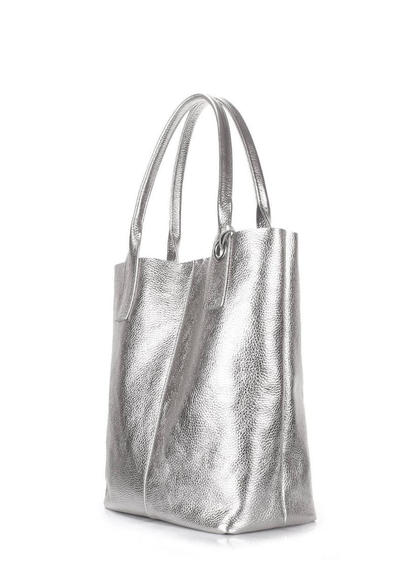 Silver Leather Tote Bag Leather Bag Silver Tote Women Tote - Etsy Australia