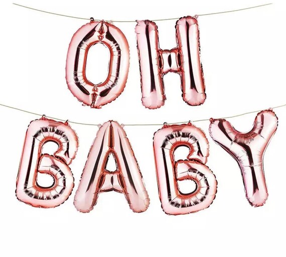 Rose Gold Oh Baby Balloons Banner Balloon Garland Baby Etsy